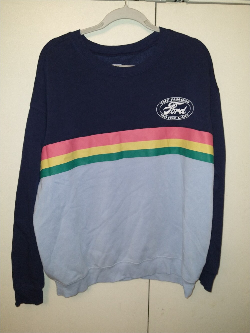 Ford Motor Cars Retro Stripe Crewneck Sweatshirt Women's sz XXL.